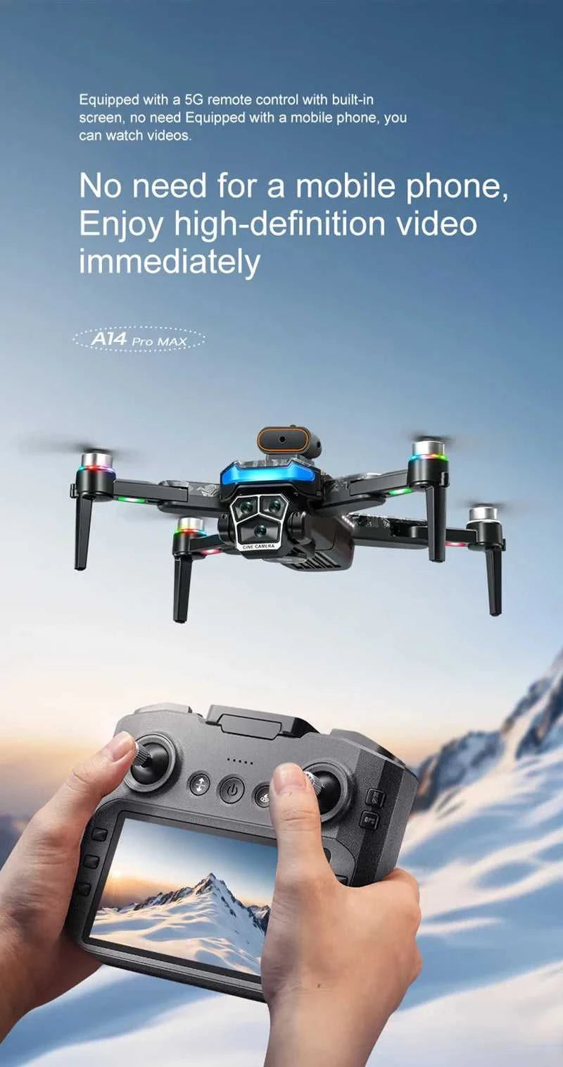 Drone A14Pro Max 8K HD Three Camera Brushless Optical Flow Obstacle Avoidance Foldable Quadcopter UAV 4.5-inch Large Screen Toys The jack market .AU The jack market .AU Drones $ 48 14:10#Only Parking Apron
