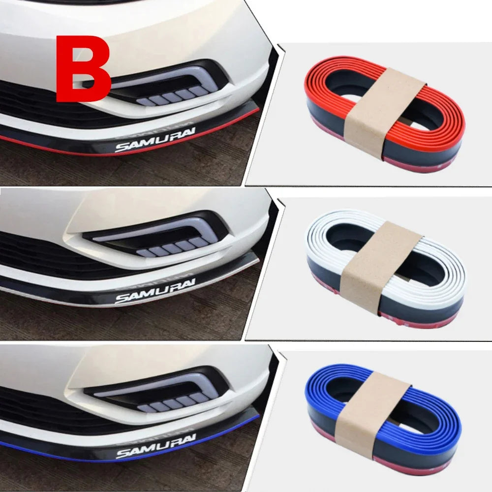 2.5M Car Front Bumper Lip Protector Carbon Fiber Rubber Splitter Chin Spoiler Side Skirt Rubber Anti Scratch Protector Body Kit