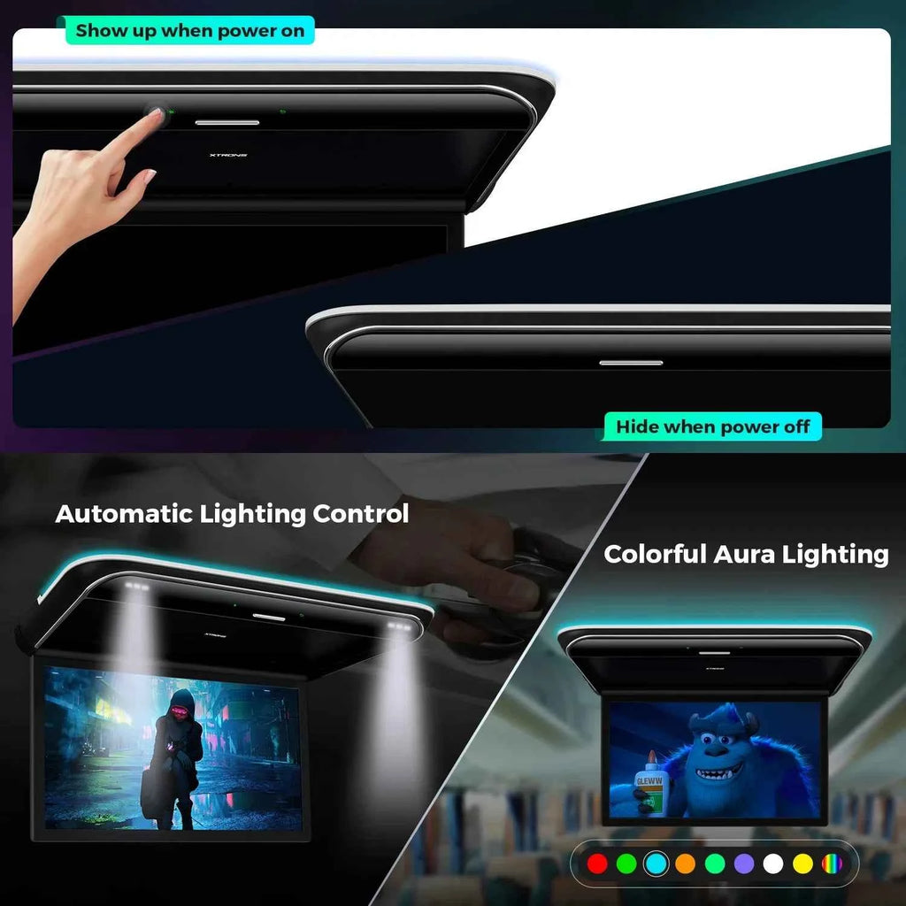 XTRONS 19.5" Android Car Roof Monitor TV Octa-core 8K IPS Car Screen Adjustable Angle to 170° with Screen Mirroring USB HDR RCA