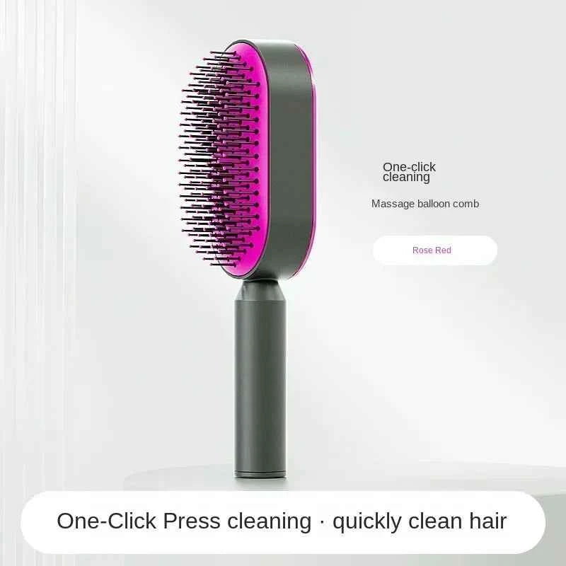 Self-Cleaning Hair Brush for Women | One-Key Airbag Massage & Anti-Static Comb | Effortless Hair Care