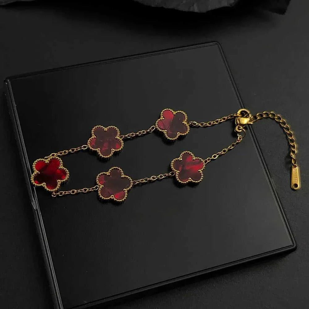 Hot Sale Stainless Steel Plum Blossom Gold Plated Bracelet High Quality Five Leaf Flower Jewelry Simple for Woman Gift Clover The jack market .AU The jack market .AU Jewellery & Chains $ 47 200000639:1438;200001034:6145#red2