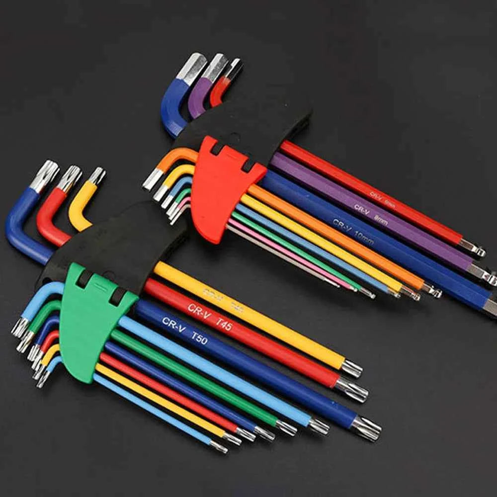 9Pcs S2 Alloy Steel Hex Key Set with Quick Snap Adapter & Ball Head for Ultimate Precision