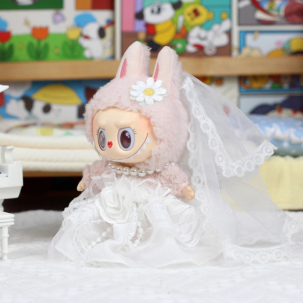 Suitable for 17cm Labubu Doll Clothing Set Wedding Dress Macaron Suitable for Labubu Clothing