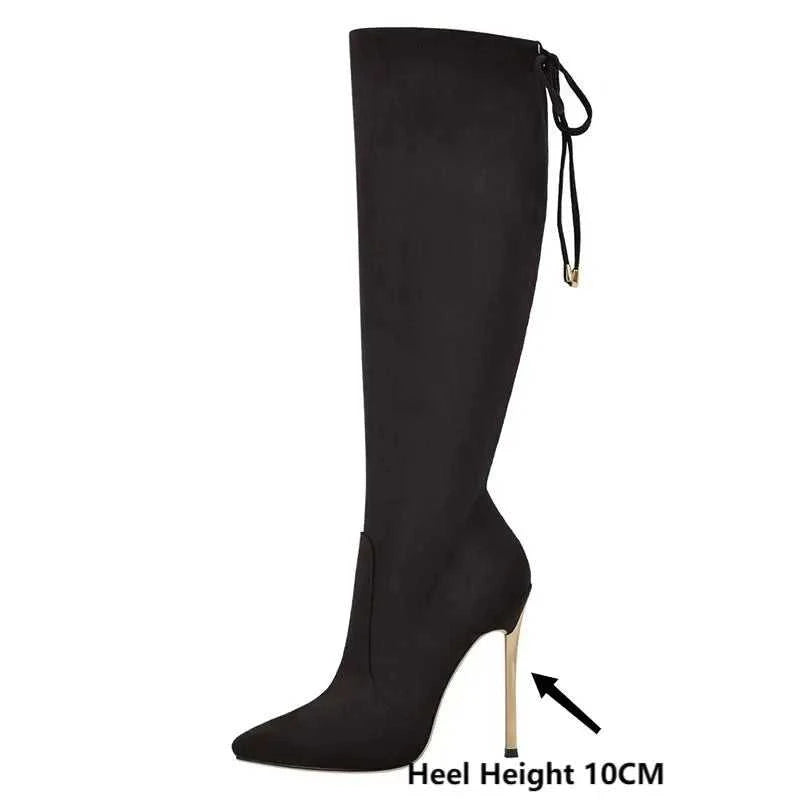 Onlymaker Women Pointed Toe Side Zip 10 CM Metal High Heel Sexy Stiletto Stretch Over The Knee Red Black Flock High Boots The jack market .AU The jack market .AU Step Up Your Style: Trendy Shoes for Every Occasion! $ 138 14:365458#CD200609C;200000124:1663