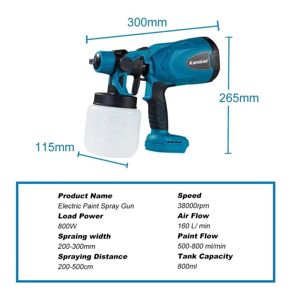 Kamolee 800ml Wireless Charging Sprayer 18V-21V Battery Household Portable Electric Airbrush Paint/Spray Gun Tool