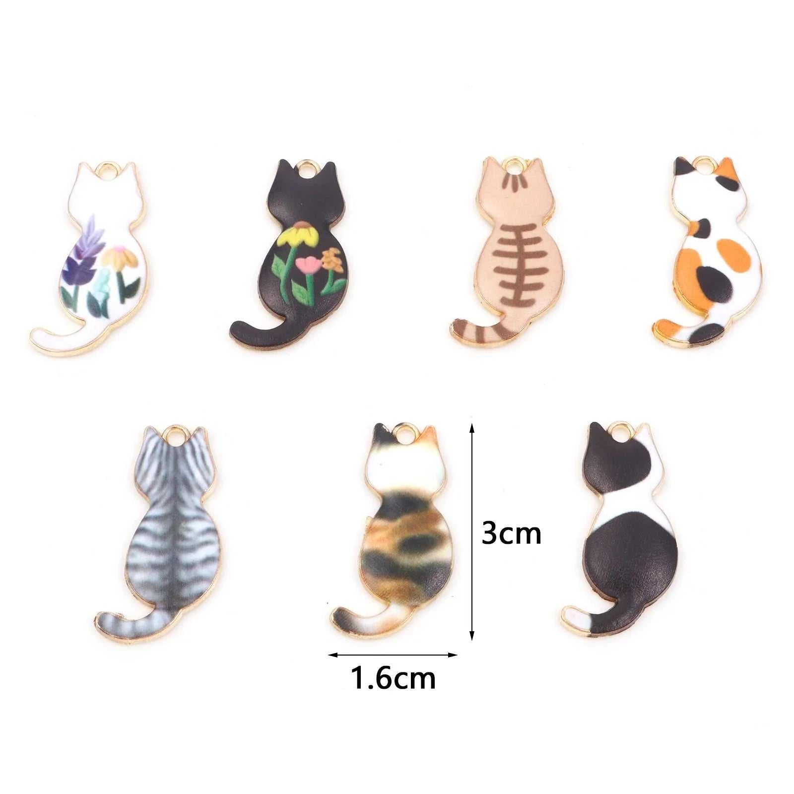 10PCs Cute Enamel Charms Pendants Gold Color Multicolor Cat Animal Charms DIY Necklace Bracelets Jewelry Making 3cm x 1.6cm The jack market .AU The jack market .AU Jewellery & Chains $ 47 200001033:361187#6
