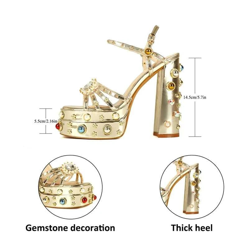 Women's New Summer Sandals Waterproof Platform Thick Bottom Water Diamond Pearl Rivet Flower Satin Open Toe High Heel Large The jack market .AU The jack market .AU Step Up Your Style: Trendy Shoes for Every Occasion! $ 138 14:201496390;200000124:200048359