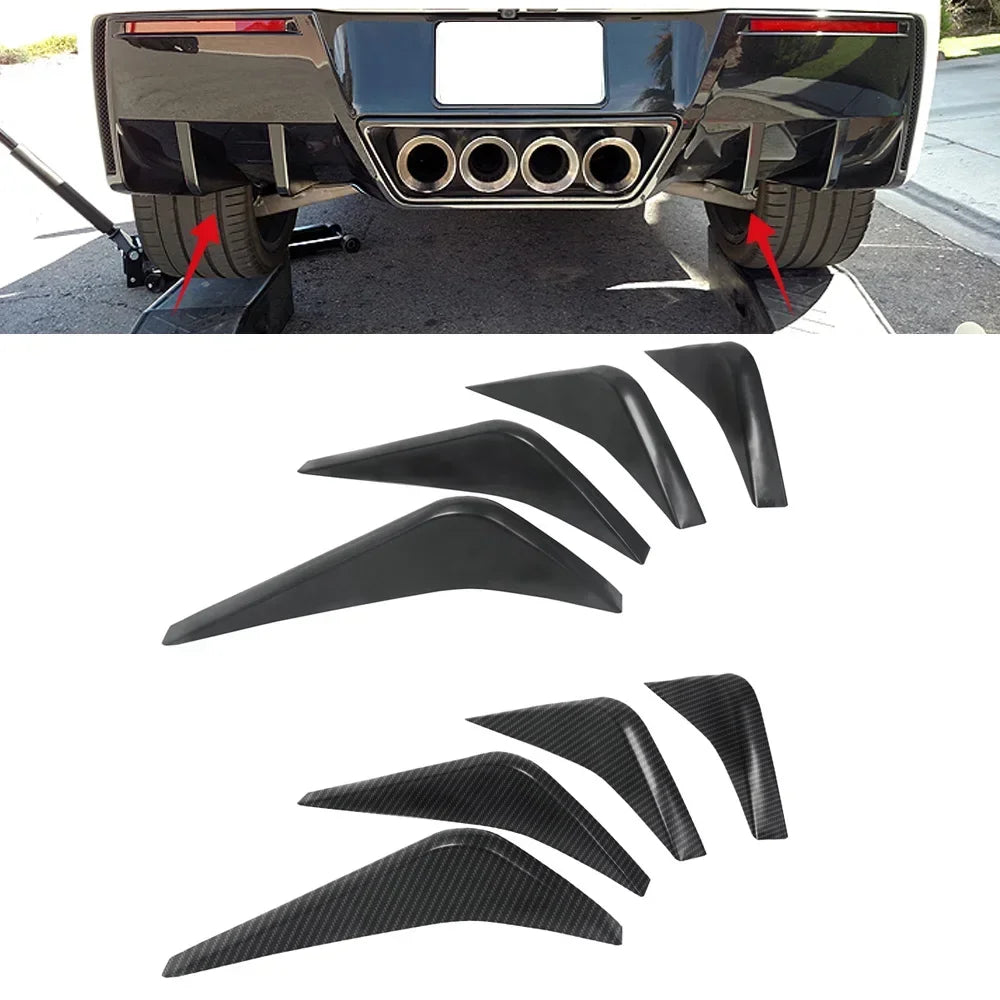 For 2014-2019 Chevrolet Corvette C7 Universal 4pcs Car Rear Bumper Lip Diffuser Shunt Fin Body Spoiler Canard Car Exterior Parts