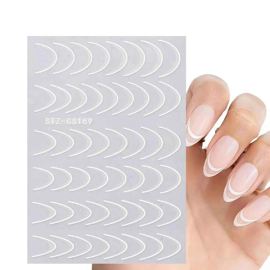 GlamNail Metallic French Line Stickers - 4 Pcs Easy Apply Nail Art Decals for Effortless Manicure Glam