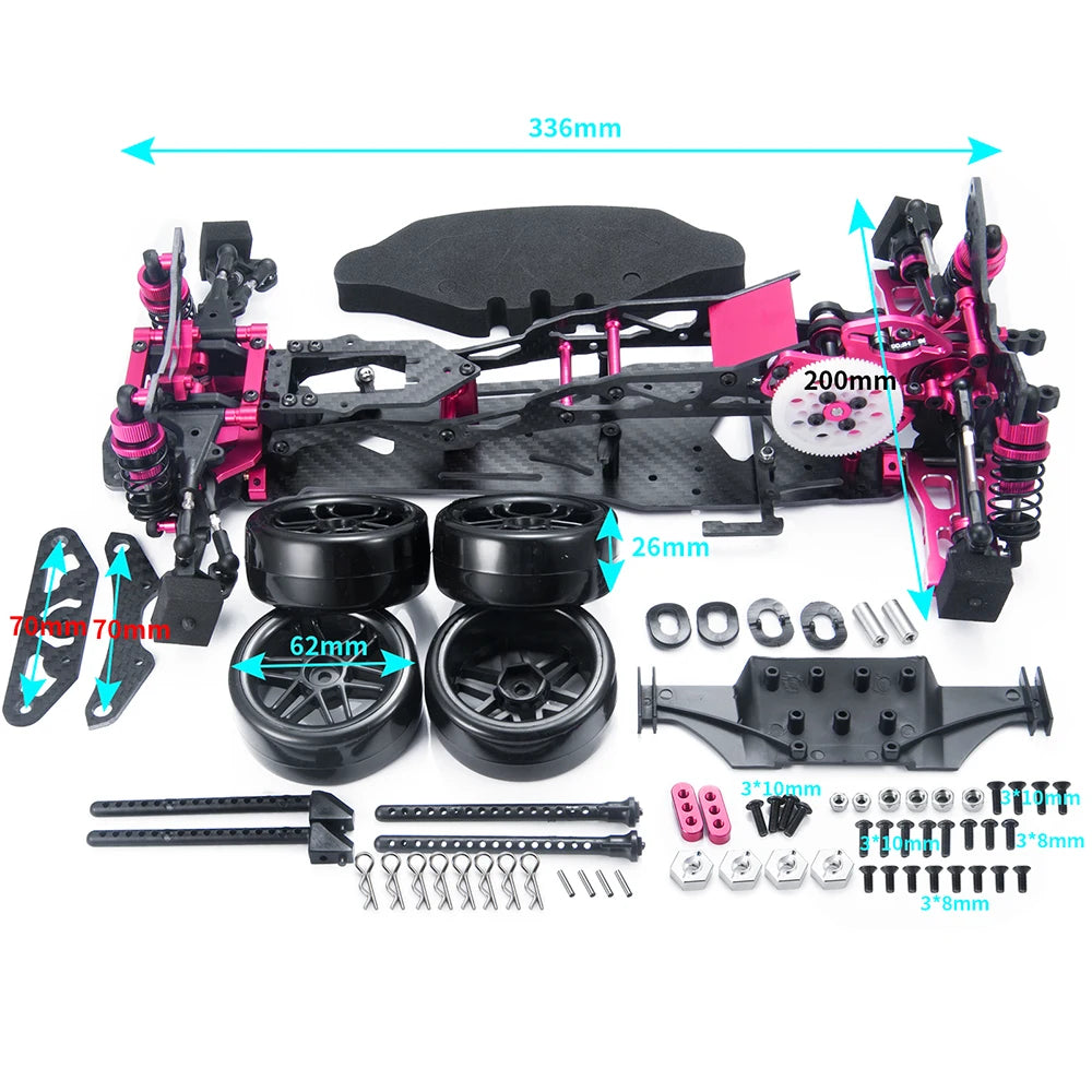 AXSPEED Alloy & Carbon Fiber Sakura D5S Frame Chassis Kit Remodel Belt Drive Upper Deck Adjustable Height for 1/10 RWD Drift Car