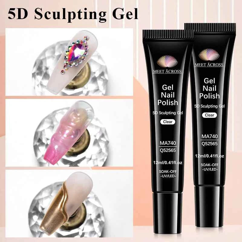 1/2/3pcs 12ml 5D Sculpting Gel Polish Nail Art Modeling Gel Waterproof Sculpting gel Nail Art 3D Design Gel for Carvings & Shape