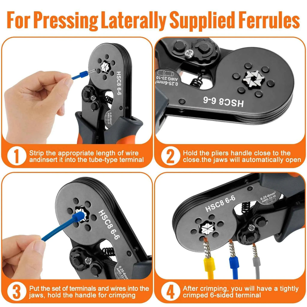 Wire Stripper Ferrule Crimping Tool HSC8 6-4/6-6 Electrical Crimper Plier For Wire End Crimp Tube Terminals Electrical Circuit