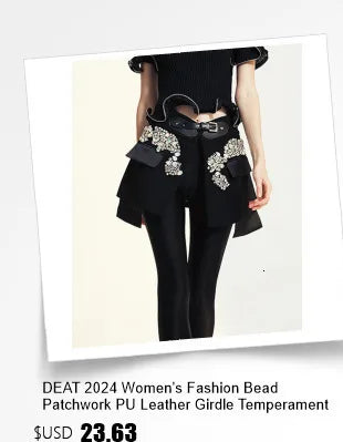 DEAT Women's Slim Dress with Diamond Folds & Zipper - Sleeveless Round Collar Summer Style