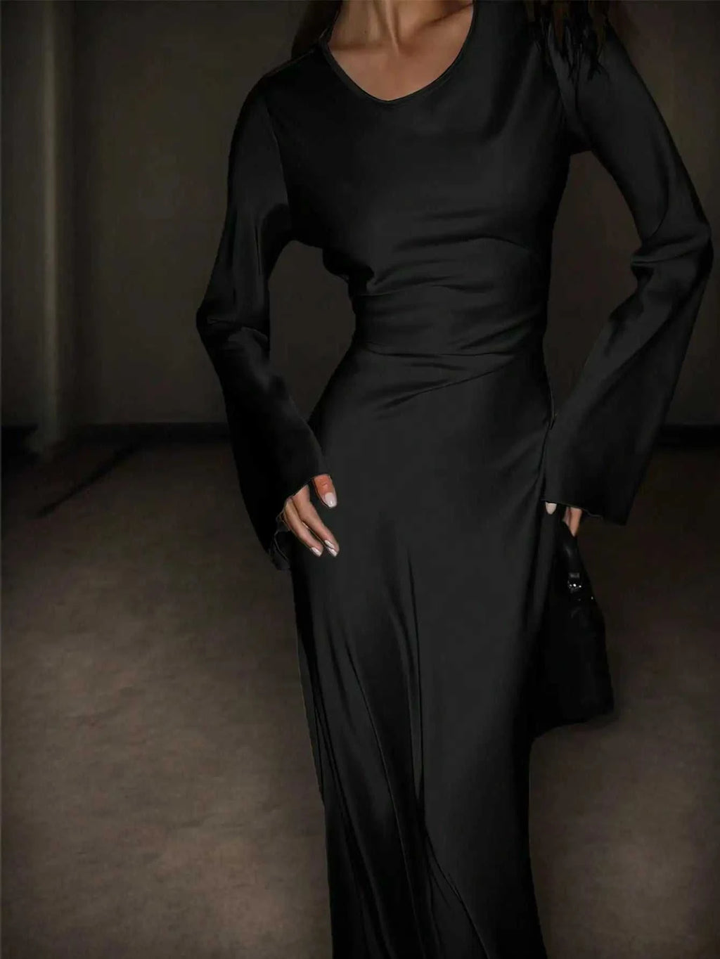 Women's Satin Maxi Dress – Corset Waist Tie, O-Neck & Flared Sleeves | Bohemian Evening Dress The jack market .AU The jack market .AU Woman Fashion Dress $ 70 14:1052;5:4182