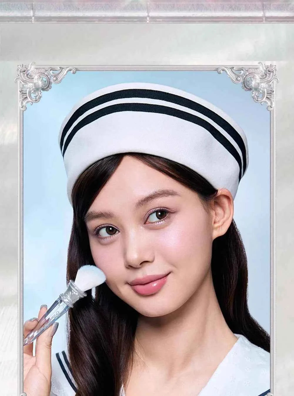 Flower KnowShell Jewel Butterfly Blush Brush - Cloud-Shaped Angled Bristles for Flawless Application