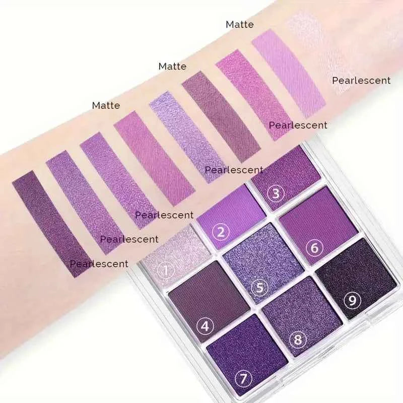 Blossom Shimmer Eyeshadow Palette - 9 Long-Lasting Colors, Waterproof Matte & Shimmer for Stunning Smoky Eyes