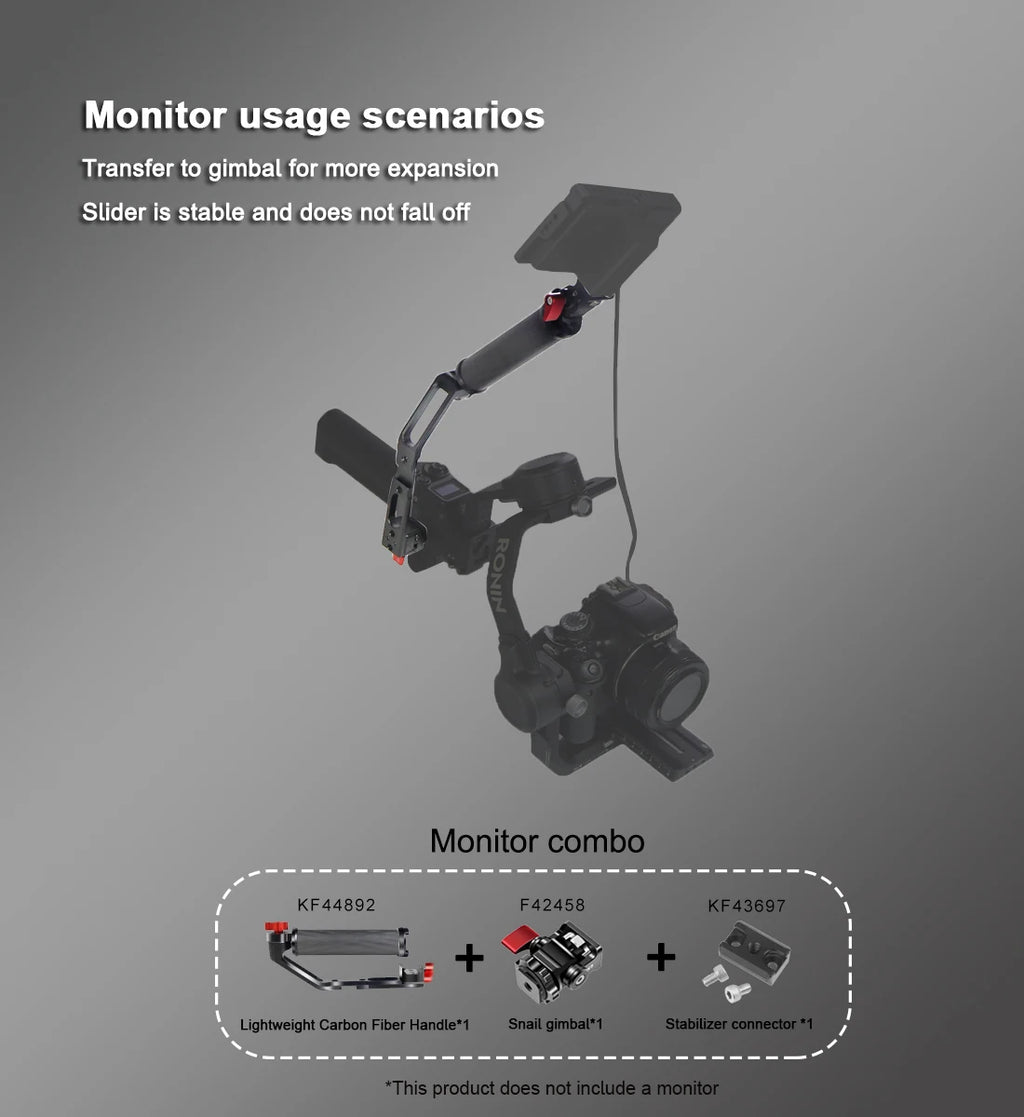 Carbon Fiber L Bracket Handle Grip Foldable Cold Shoe Mount Clamp for DJI Ronin RS3 RS4 Mini RS2 RSC2 Handheld Gimbal Stabilizer