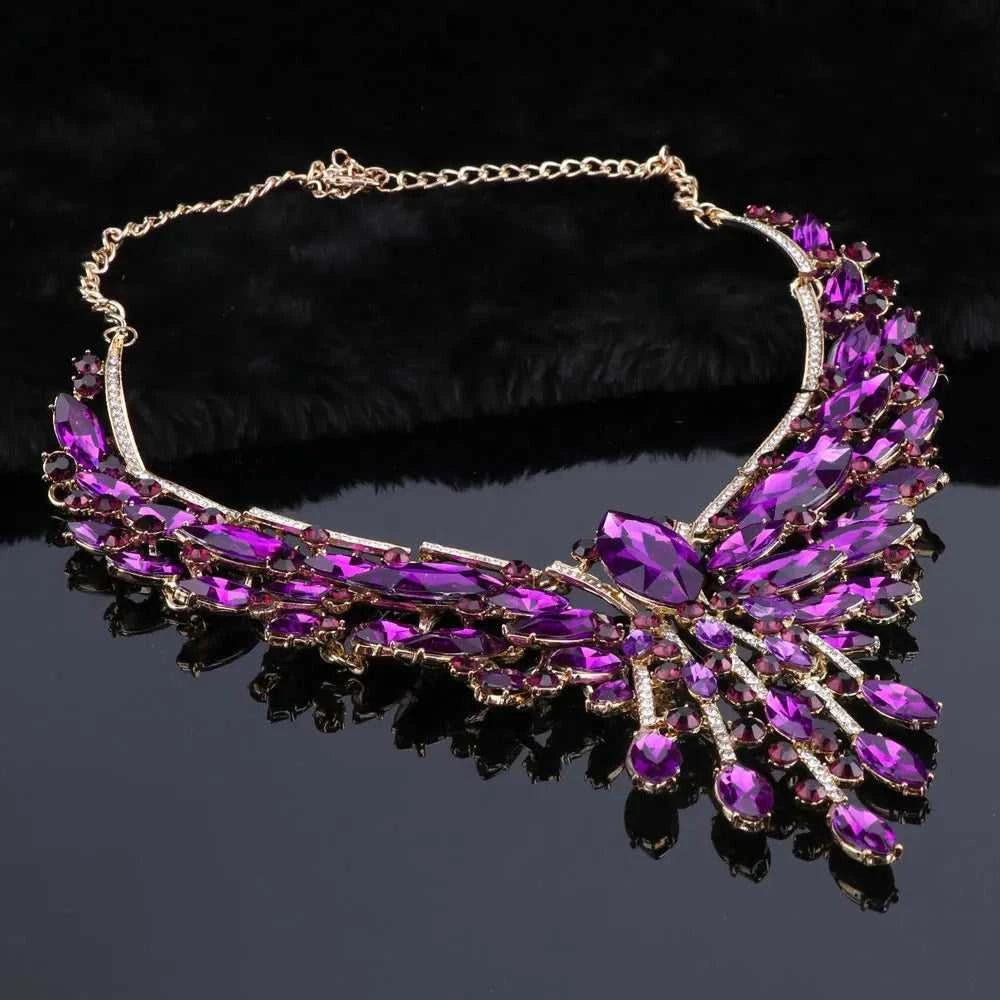 Crystal Bridal Jewelry Sets Wedding Party Costume Accessory Indian Necklace Earrings Set for Bride GorgeousJewellery Sets Women The jack market .AU The jack market .AU Jewellery & Chains $ 74 200001033:200003757#purple
