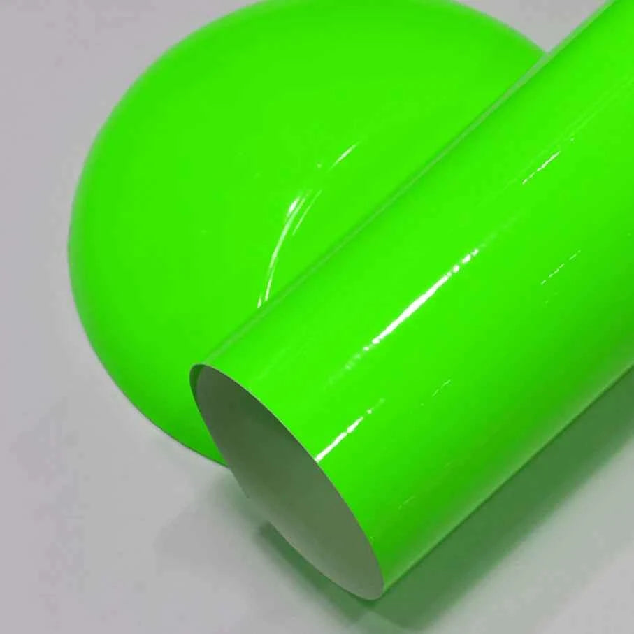 Premium Car Styling Glossy Fluorescent Yellow Vinyl Sticker Glossy Fluorescent yellow Vinyl Wrap Self Adhesive Sticker