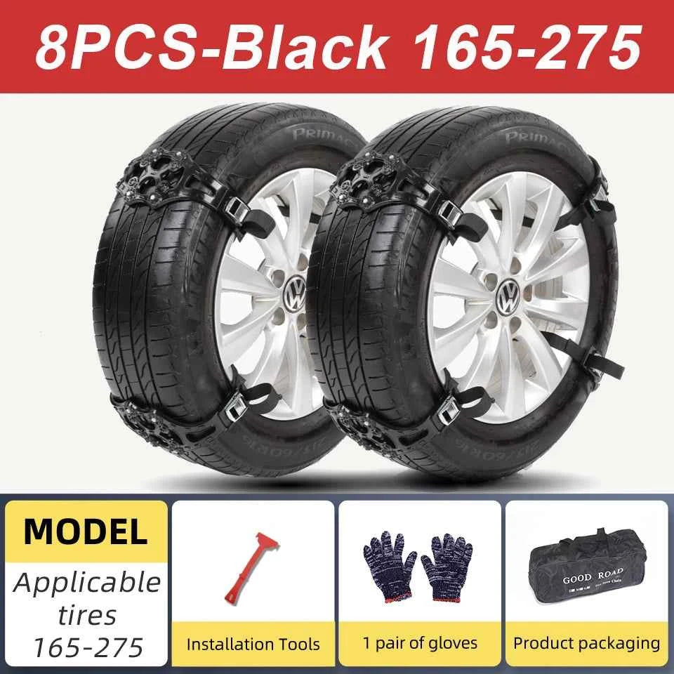 Car Snow Chains Universal Easy Install Tire Anti-Slip Chains for SUV Sedan Ice Snow Muddy Road Durable Emergency Traction Chains