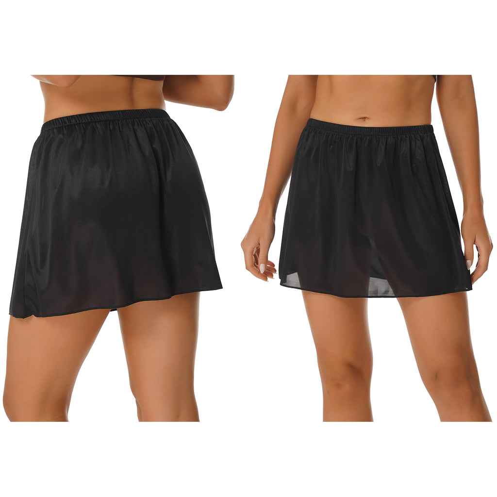 Womens Petticoat Skirt Solid Half Slip Underskirt Summer Elastic Waist Inner Lining Midi Skirt Long Underskirt for Party Dress