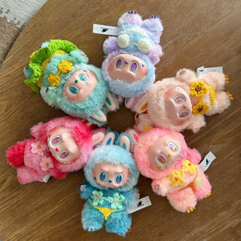 For 15/17cm 3.0 labubu v1/v2/v3 handmade bikini beach sun hat headgear set doll clothes for Ropa labubu decoration