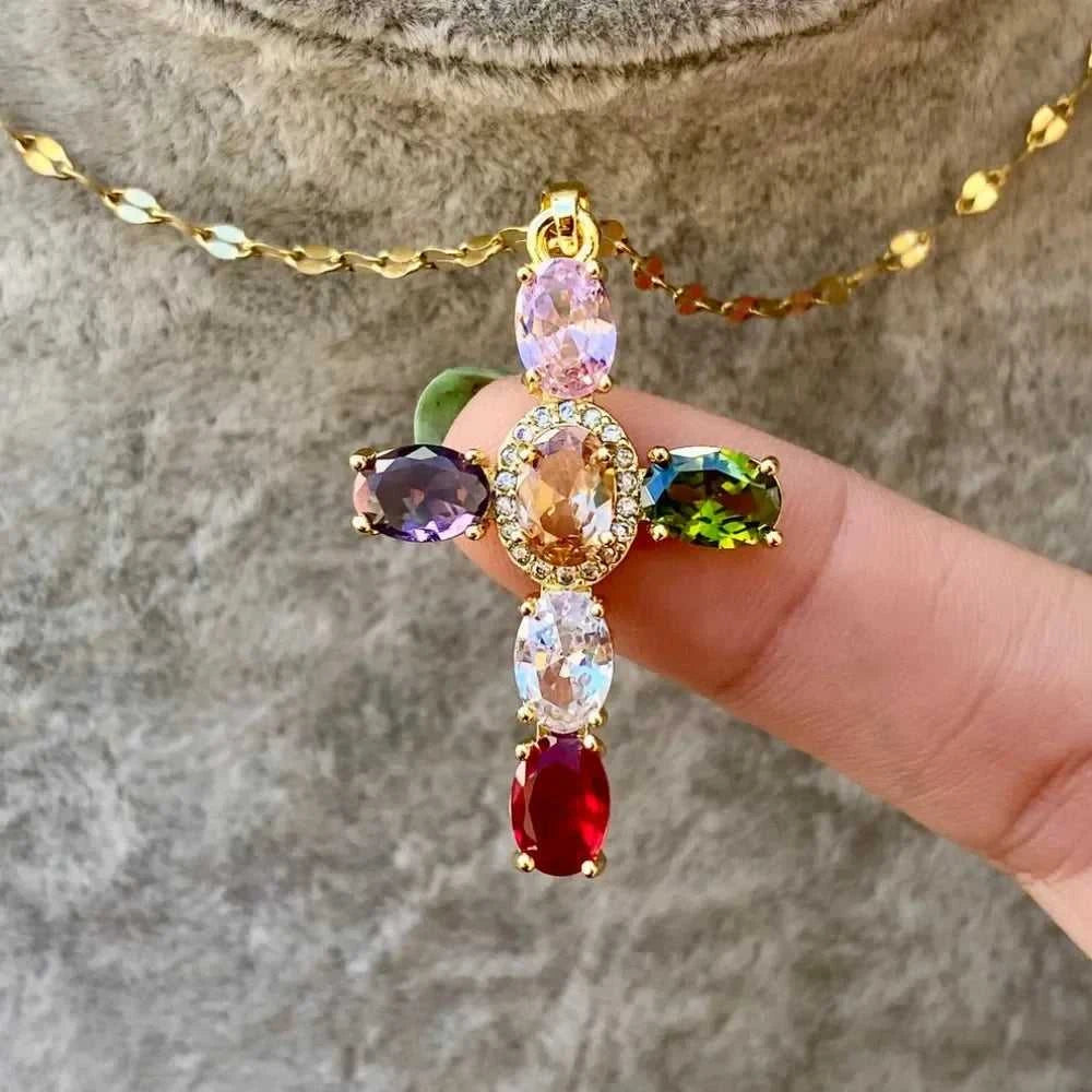 Multicolored CZ Stone Pendant Cross Necklace Rainbow Colorful Dainty Pave Cross Necklace Neon Jewelry for Women Halloween Gift The jack market .AU The jack market .AU Jewellery & Chains $ 49 200001034:201447815#Silver- Colorful CZ