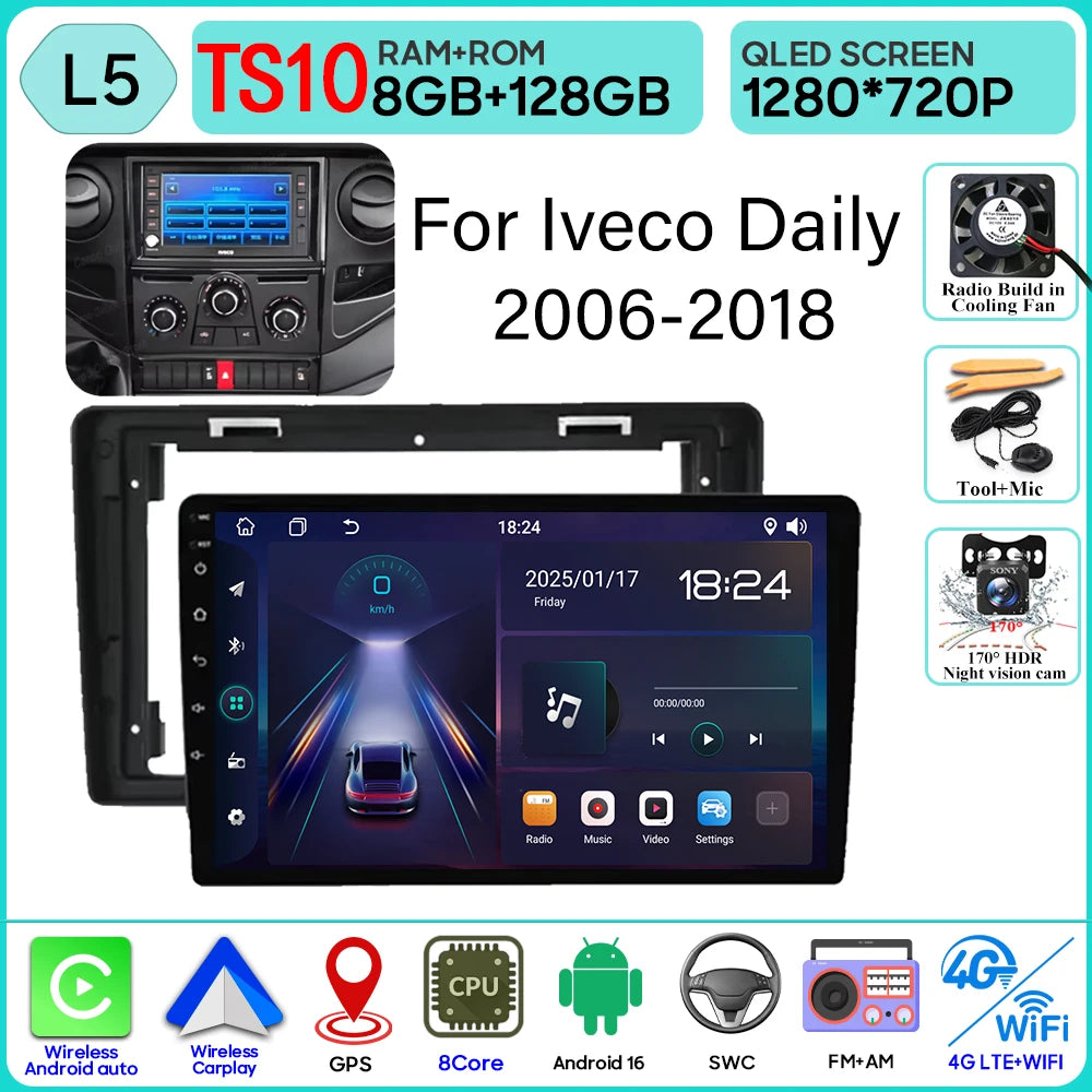 Android 16 Carplay For Iveco Daily 2006-2018 Video Car Radio GPS Navigation Car Monitor Autoradio No 2din Screen GPS DVD Video