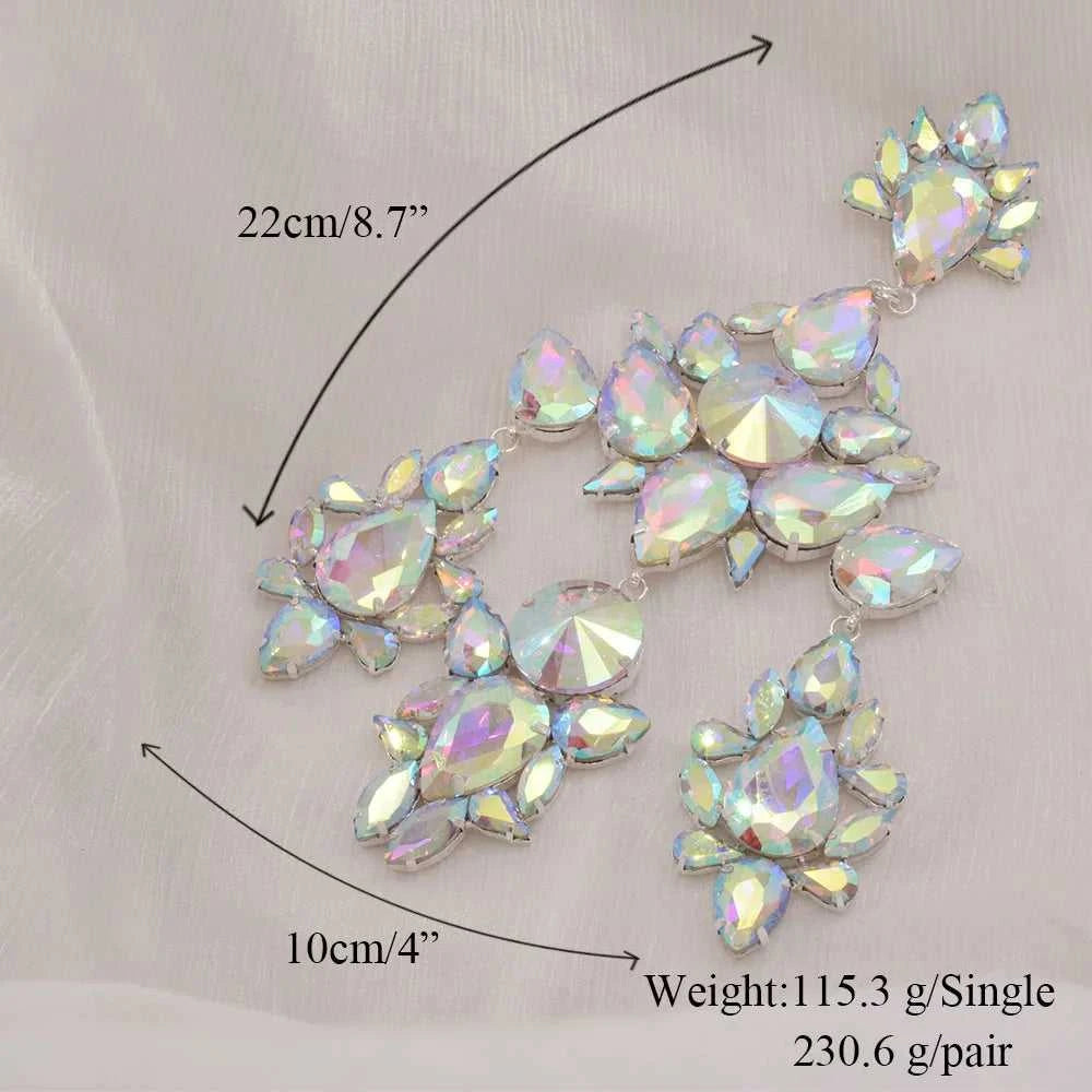 CUIER 22cm Huge Size Drop Pendant Earrings Clip on Drag Queen Jewelry Crystal AB TV show Accessories Men's Earrings Fashion The jack market .AU The jack market .AU Jewellery & Chains $ 122 200001034:200003699#AB silver