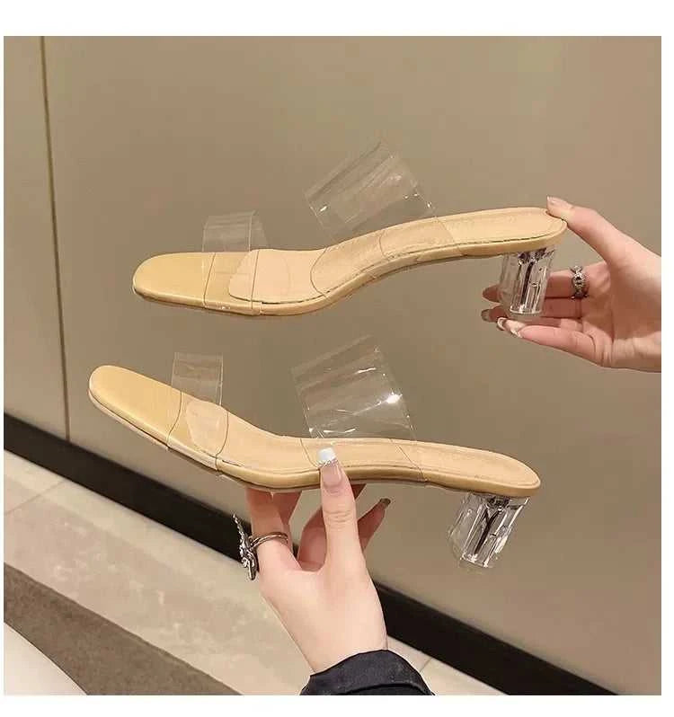 Transparent High Heels Women Square Toe Sandals Summer Shoes Woman Clear High Pumps Wedding Jelly Buty Damskie Heels Slippers The jack market .AU The jack market .AU Step Up Your Style: Trendy Shoes for Every Occasion! $ 72 14:193#Apricot color 5CM;200000124:100013888