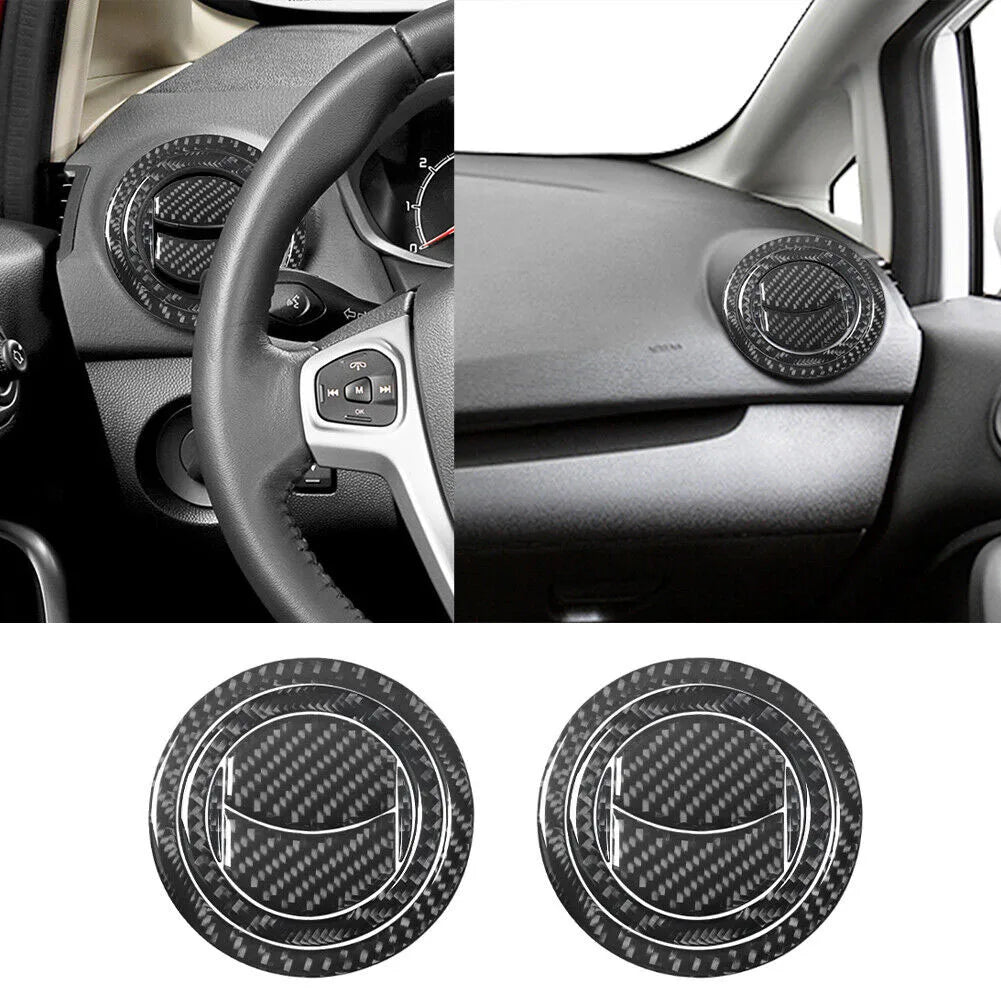 12pcs car Side Air Vent Cover Trim For Ford for Fiesta 2011-2015 Carbon Fiber Interior Side Air Vent Cover Trim car Accessories