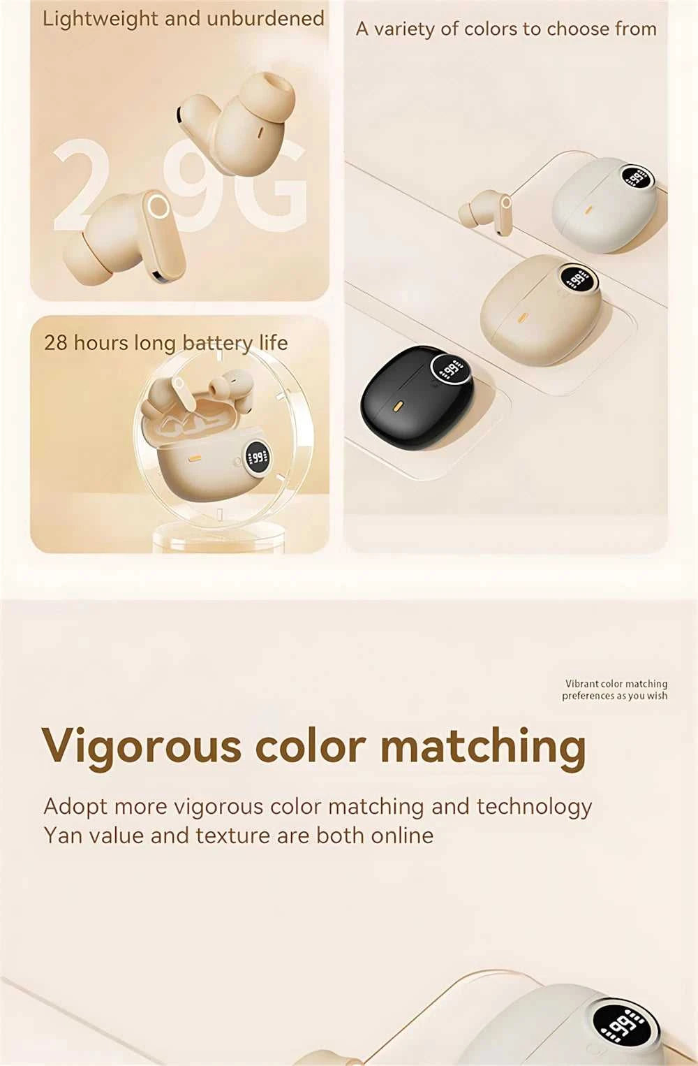 Bluetooth 5.4 Headphones True Wireless In-ear Long Noise Reduction TWS Sports High Sound Quality Digital Display Screen Earplugs The jack market .AU The jack market .AU Accessories Electronics $ 54 14:29#White