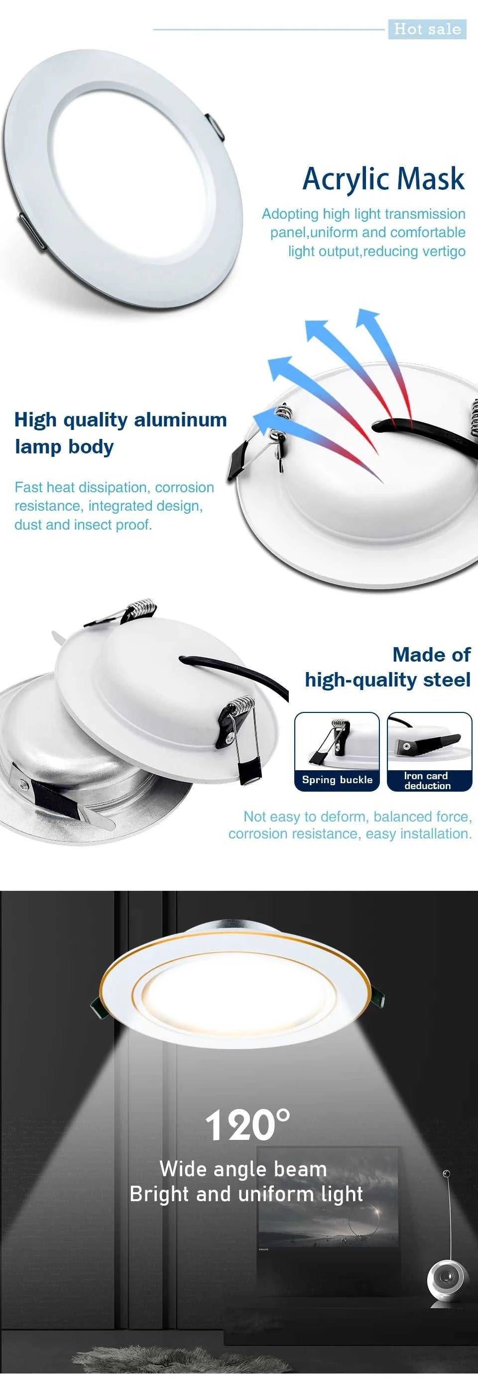 10pcs/lot Led Downlight 5W 9W 12W 15W 18W AC110V 220V Recessed Ceiling Light DC12V 24V Round Panel Down Light Spotlight Lighting The jack market .AU The jack market .AU Home $ 82 136:173#White Spring Buckle;200000531:771#Cold White;249:200002590#AC220V 9W