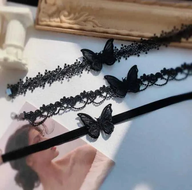 Black lace necklace with collarbone chain, exuding a super fairy temperament. Three dimensional butterfly choker necklace, handm The jack market .AU The jack market .AU Jewellery & Chains $ 54 200001034:361180