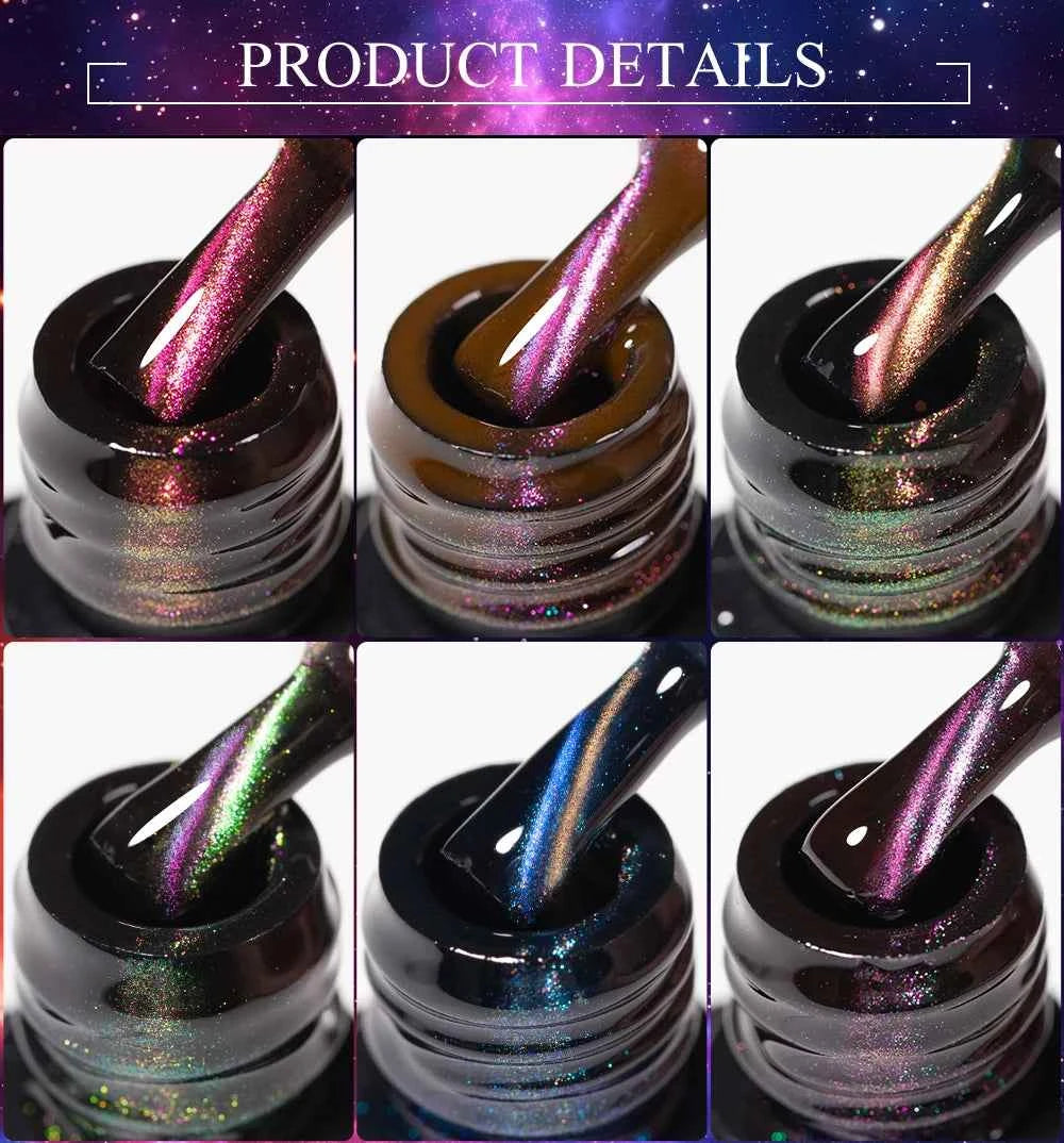 PUENTE Cat Eye Magnetic Gel Nail Polish - Vibrant Starry Galaxy Effect, Soak Off UV, 7.5ML