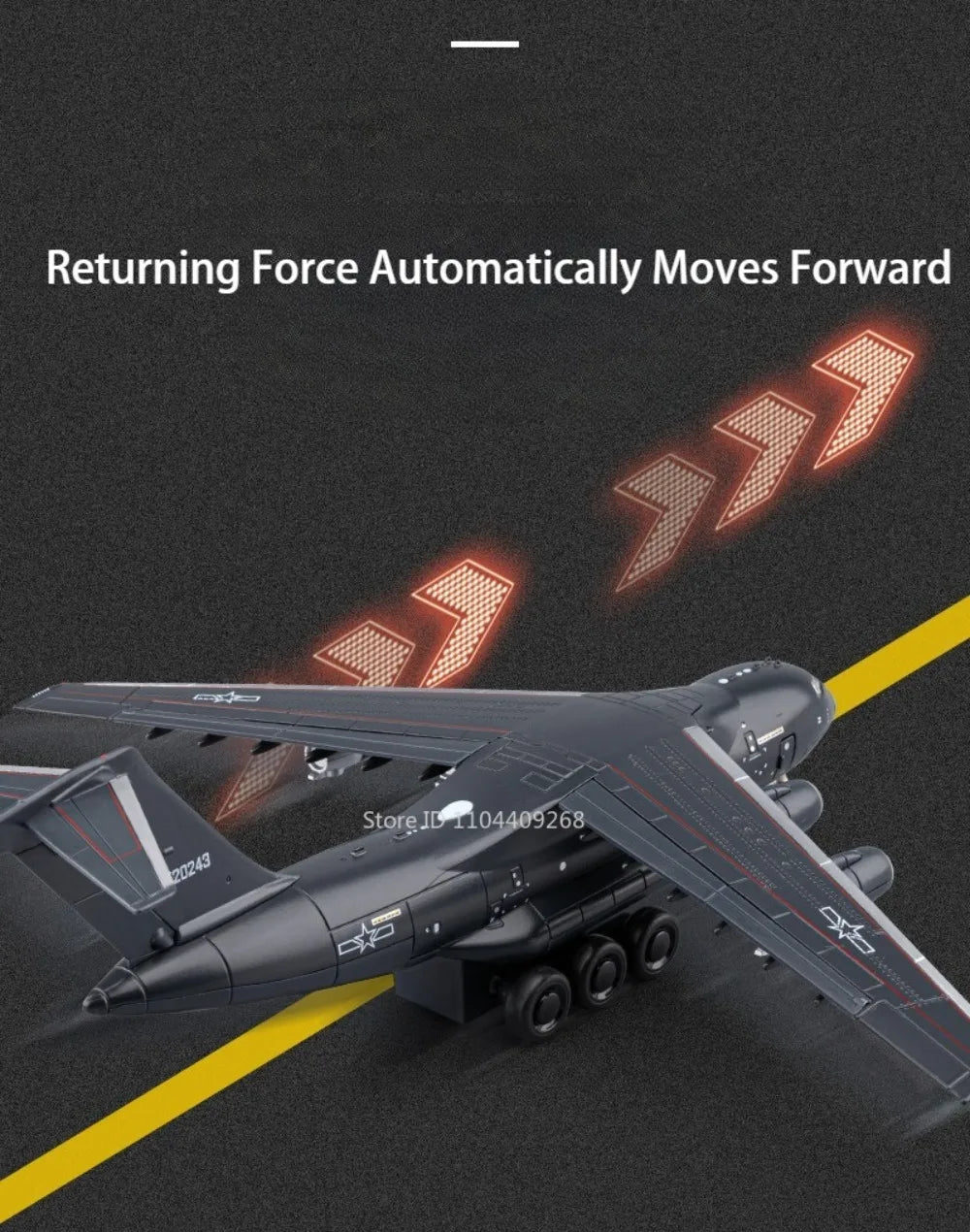 1:180 Y-20 Military Transport Plane Diecast Model – Pull Back with Sound & Light
