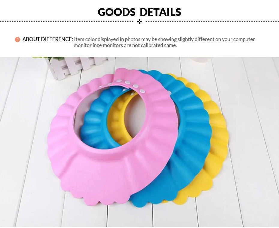 Adjustable Baby Bath Cap with Visor Hat - Waterproof Shower Protection Shampoo Splashguard Hair Wash Shield for Infants