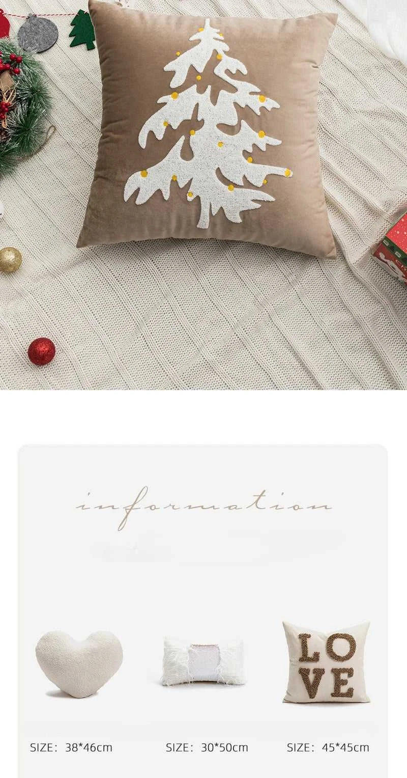 Beige Heart Tree Sugar Christmas Cushion White Red Pillow Cover for Home Decoration Soft Chenille Plush Tufted Emboridered The jack market .AU The jack market .AU Home $ 43 14:201619812#Love