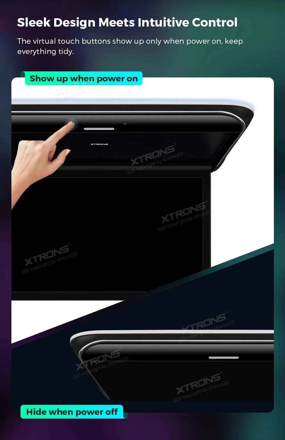 XTRONS 19.5" Android Car Roof Monitor TV Octa-core 8K IPS Car Screen Adjustable Angle to 170° with Screen Mirroring USB HDR RCA