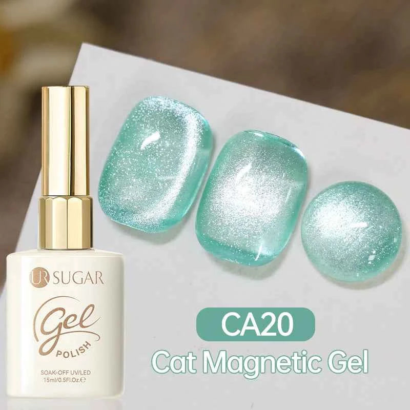 UR SUGAR 15ml  Autumn Winter Red Cat Magnetic Gel Nail Polish White Dopamine Nail Sparkling Glitter Soak Off UV LED for Manicure