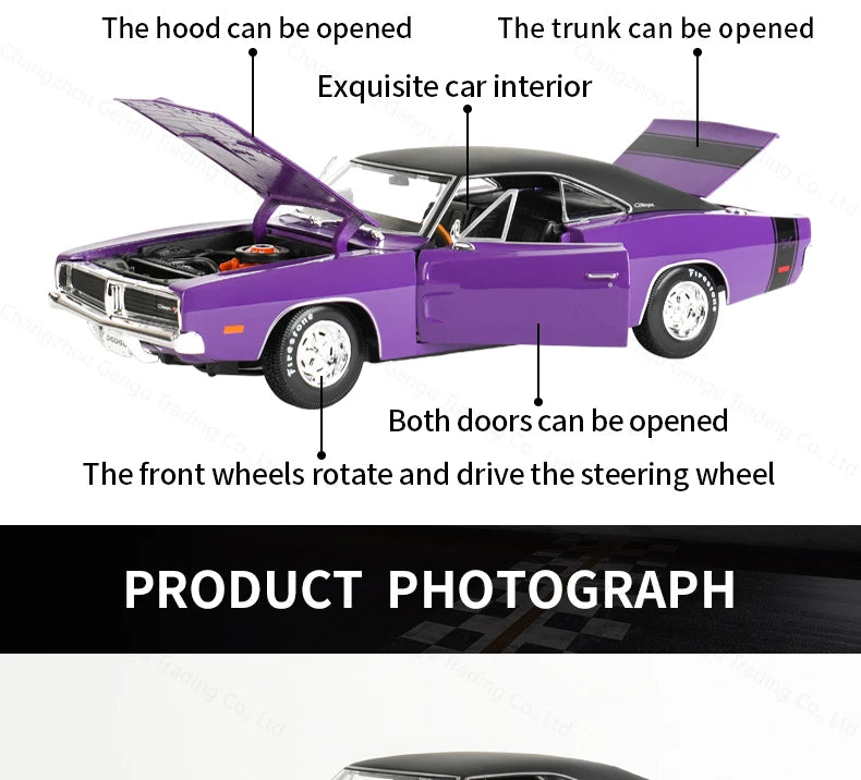 Maisto 1:18 1969 Dodge Charger R/T Sports Car Static Die Cast Vehicles Collectible Model Car Toys
