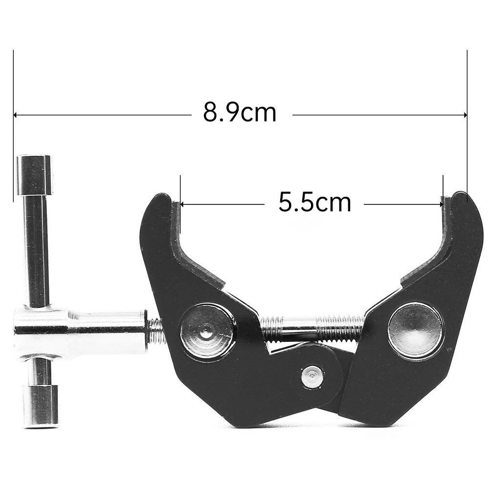 Magic Arm Clip Ballhead Clamp Double Ball Adapter Shoe Mount Adapter Tripod Monopod Clip for Monitor Led Light 1/4" Camera