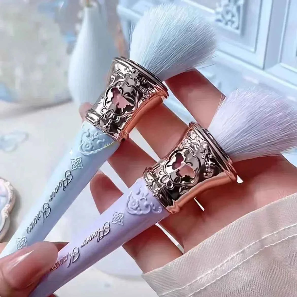 Flower KnowShell Jewel Butterfly Blush Brush - Cloud-Shaped Angled Bristles for Flawless Application