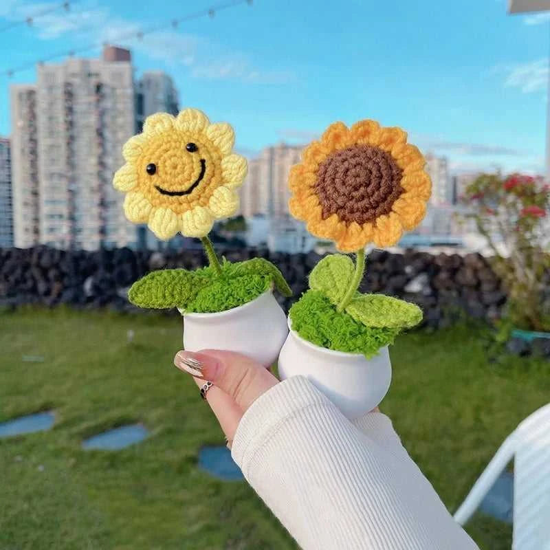 Sunflower Crochet Flower Artificial Hand Woven Flowers Finished Girasol Crochet Plants Wedding Guest Gifts Desktop Decoration The jack market .AU The jack market .AU $ 23 14:200013901#S27