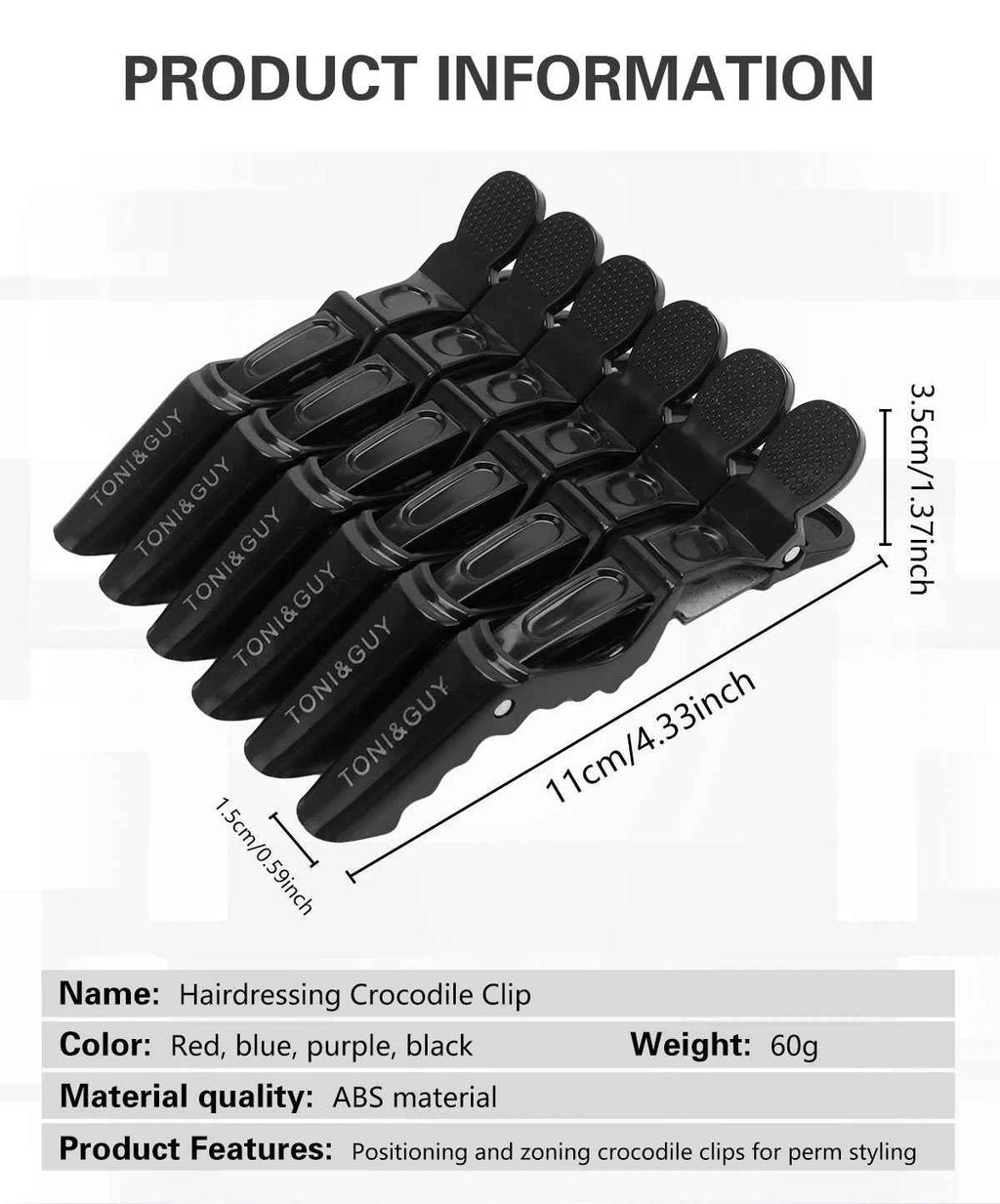 Stylish Hair Clips Set - 6 Durable Alligator Claws for Professional Styling & Salon Use