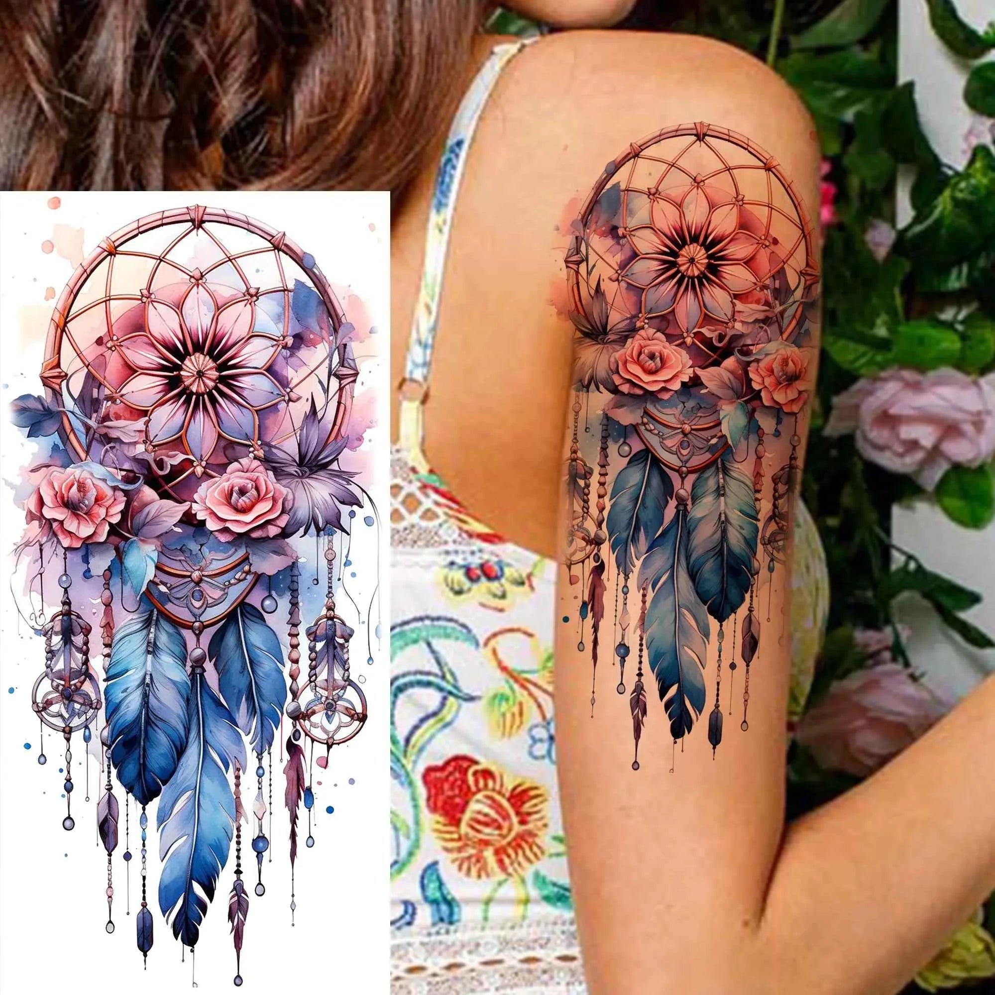 1 Sheet Flying Birds Flowers Book Temporary Tattoos For Women Waterproof Realistic Floral Animals Fake Tattoo Sticker Last Long