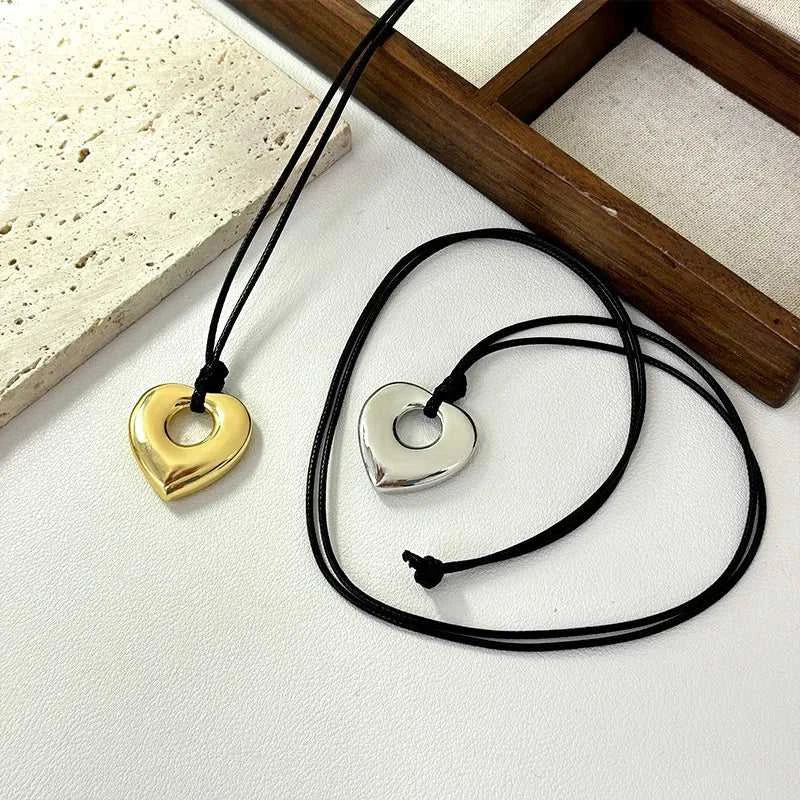 Fashion Spiral Heart-Shaped Pendant Necklace for Women Adjustable Long Black Wax Rope Clavicle Chain Charm Couple Birthday Gift The jack market .AU The jack market .AU Jewellery & Chains $ 48 200001033:200003757#5