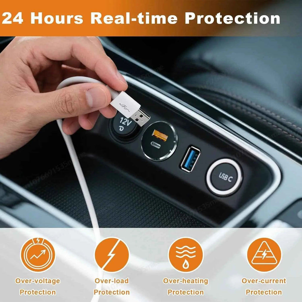 1-2 Pack Mini 66W 12V USB Outlet PD 30W Type-C QC3.0 36W USB-A Dual Port Aluminum Fast Charging Socket for RV Camper Truck Boat