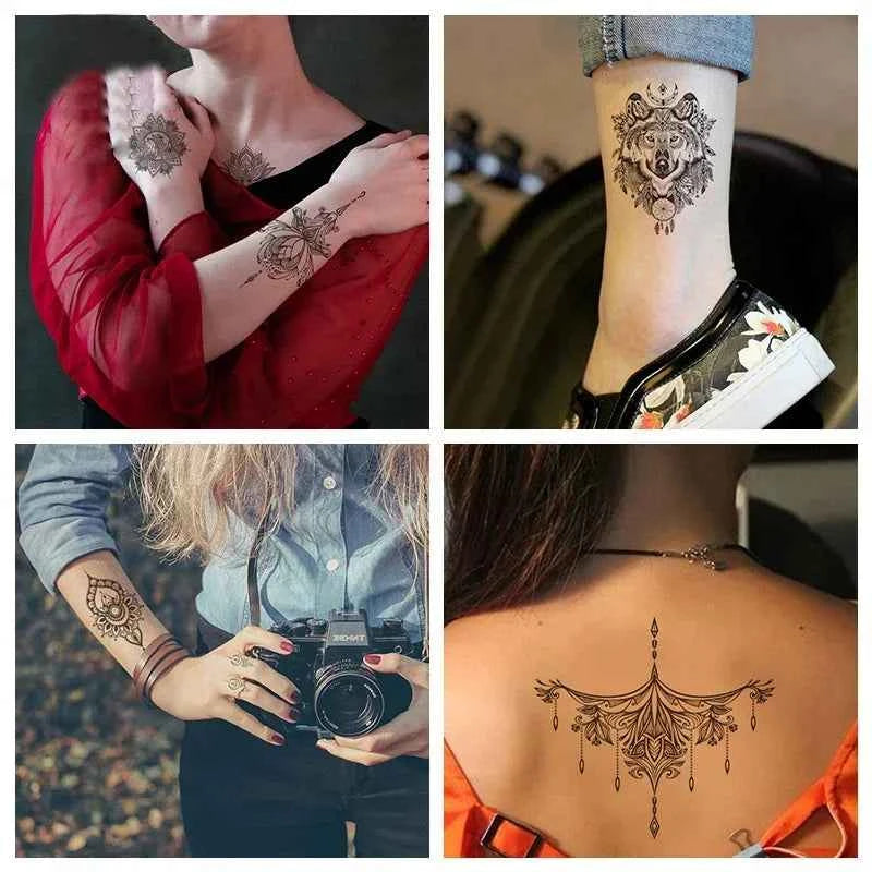 Henna Luxe Temporary Waterproof Tattoos - Sexy Body Art for 6 Months, Perfect for Festivals and Bold Self-Expression