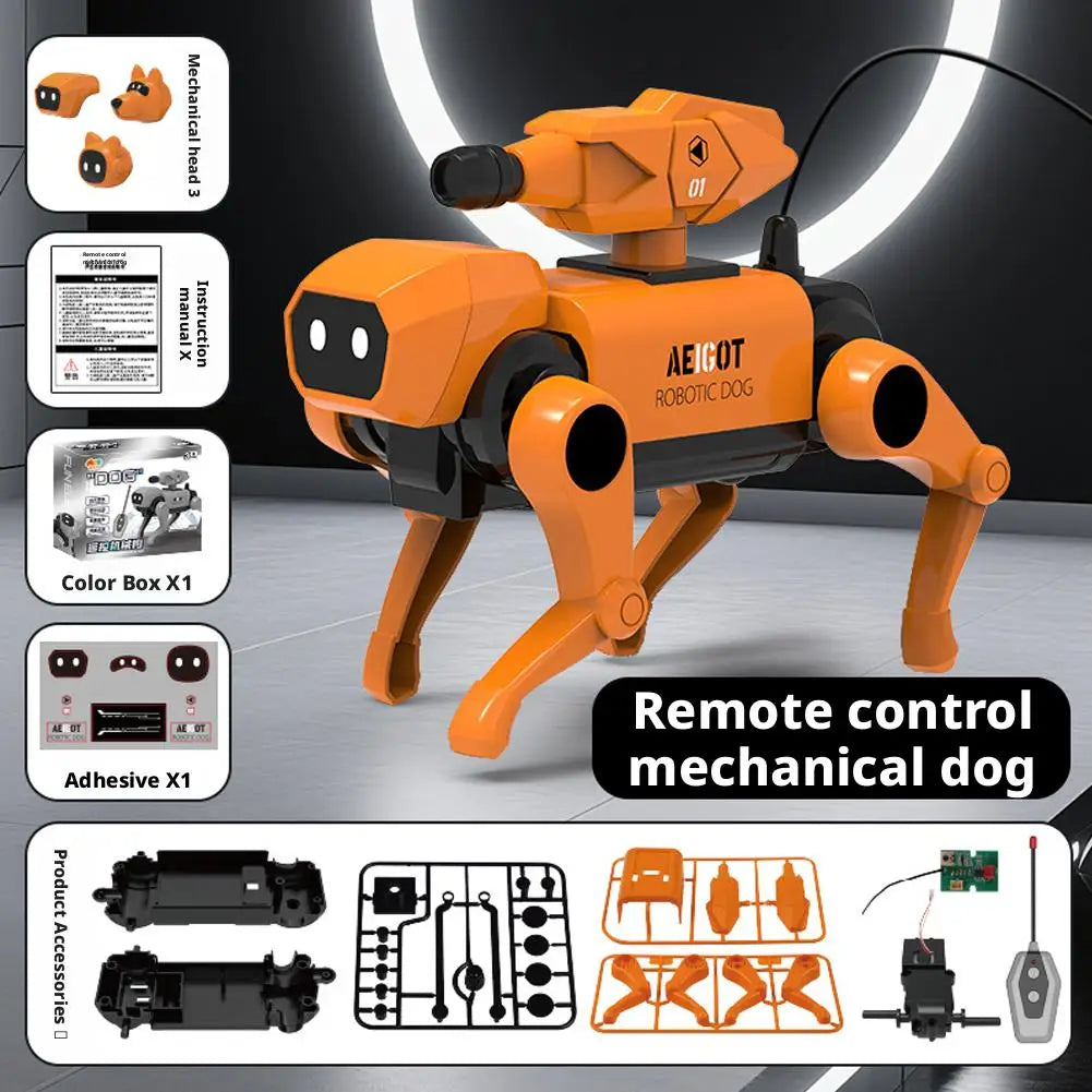 New remote-controlled mechanical dog toy children's remote-controlled assembly model toy children's toy gift